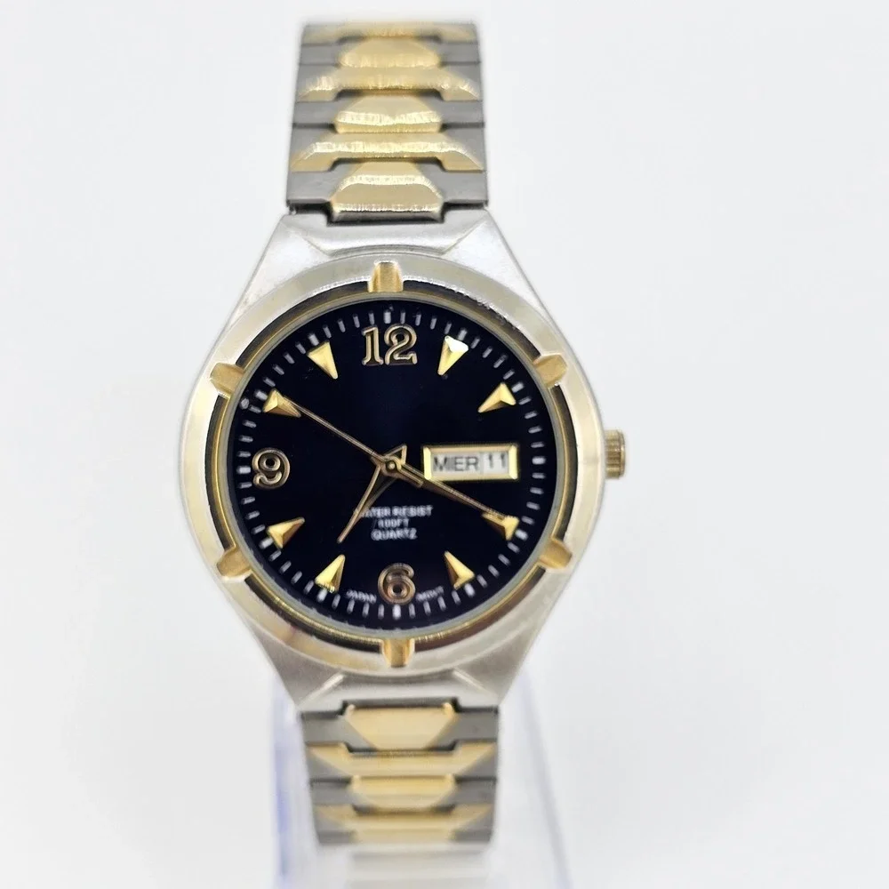 38MM Men Watch‎ Blue Black Dial DayDate  Expandable Band 6.75